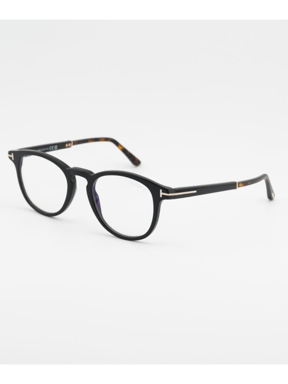 Tom Ford FT5891-B 005 Eyeglasses Black 49mm Round Frame, Blue Light Block